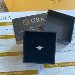 0.5 ct Solitaire GRA Certified Genuine Moissanite Diamond 14K White Gold Ring